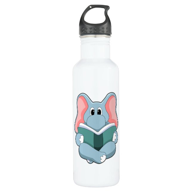 Elephant at Reading with Book 710 Ml Water Bottle (Front)