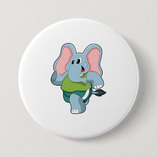 Elephant at Running 7.5 Cm Round Badge