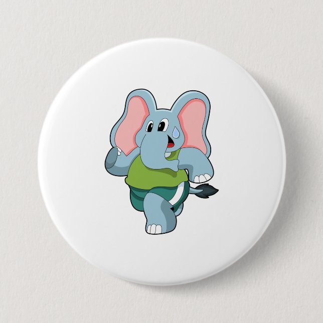 Elephant at Running 7.5 Cm Round Badge (Front)