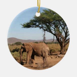 Elephant at Samburu National Reserve Ceramic Tree Decoration