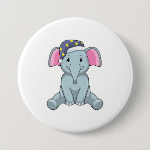 Elephant at Sleeping with Night cap 7.5 Cm Round Badge