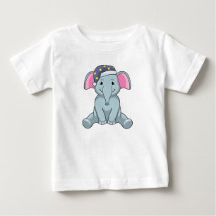 Elephant at Sleeping with Night cap Baby T-Shirt
