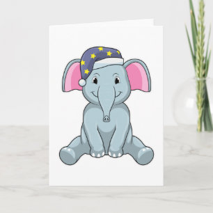 Elephant at Sleeping with Night cap Card