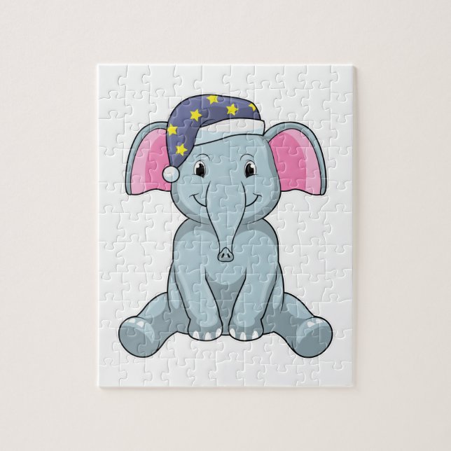 Elephant at Sleeping with Night cap Jigsaw Puzzle (Vertical)