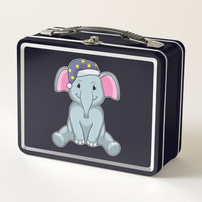 Elephant at Sleeping with Night cap Metal Lunch Box (Front)