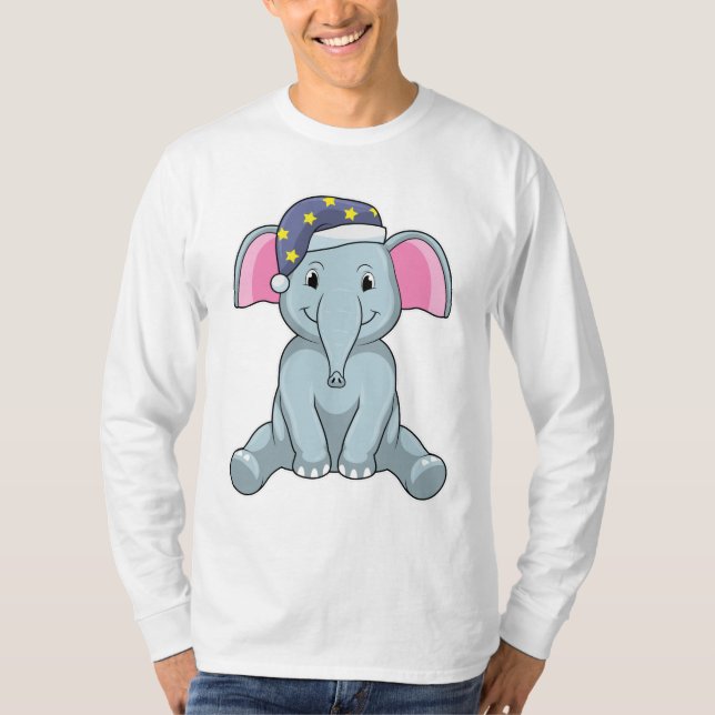 Elephant at Sleeping with Night cap T-Shirt (Front)