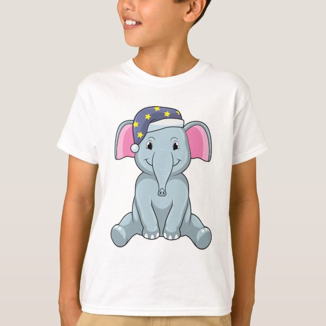 Elephant at Sleeping with Night cap T-Shirt (Front)