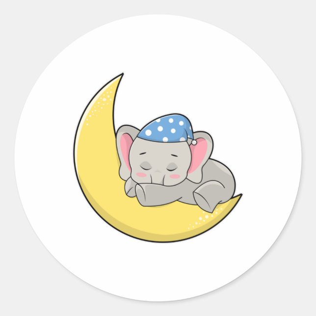 Elephant at Sleeping with Sleeping mask Classic Round Sticker (Front)