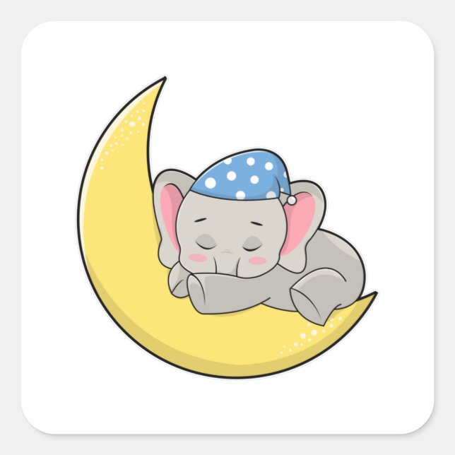 Elephant at Sleeping with Sleeping mask Square Sticker (Front)