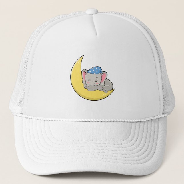 Elephant at Sleeping with Sleeping mask Trucker Hat (Front)