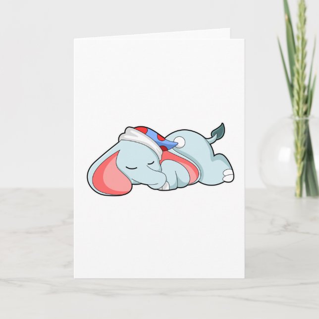 Elephant at Sleeping with Sleepyhead Card (Front)