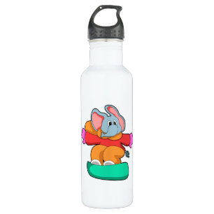 Elephant at Snowboarding with Snowboard 710 Ml Water Bottle