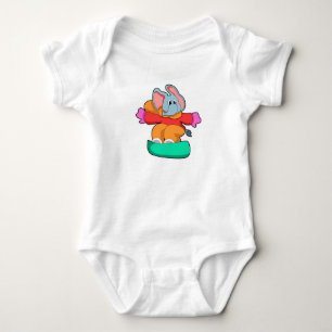 Elephant at Snowboarding with Snowboard Baby Bodysuit