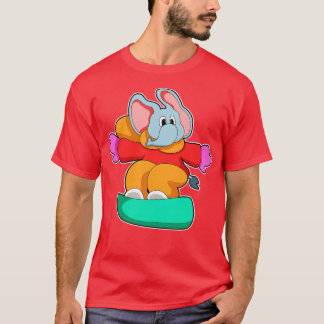 Elephant at Snowboarding with Snowboard T-Shirt
