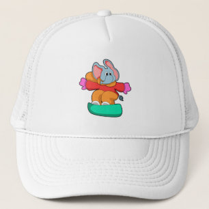 Elephant at Snowboarding with Snowboard Trucker Hat