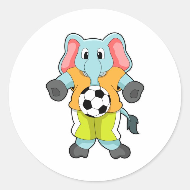 Elephant at Soccer Sports Classic Round Sticker (Front)