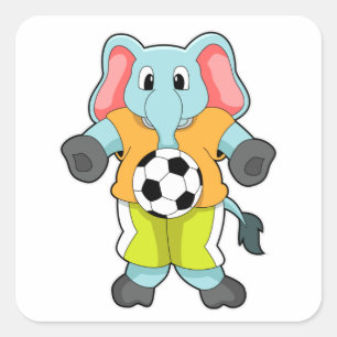 Elephant at Soccer Sports Square Sticker