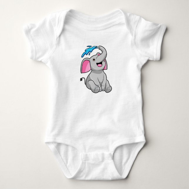 Elephant at Splash with Water Baby Bodysuit (Front)