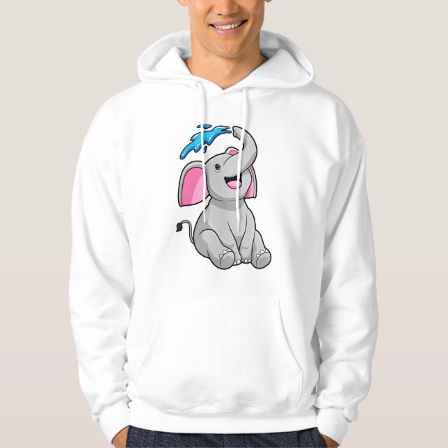 Elephant at Splash with Water Hoodie (Front)