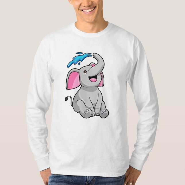 Elephant at Splash with Water T-Shirt (Front)