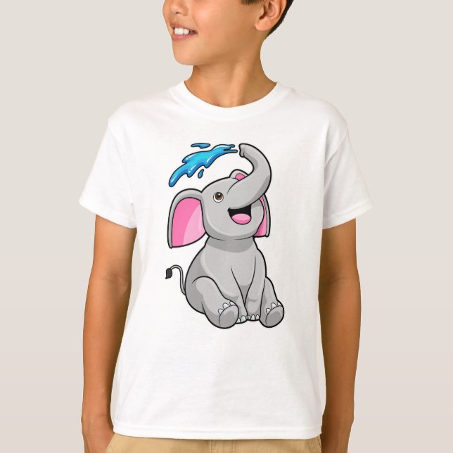 Elephant at Splash with Water T-Shirt (Front)