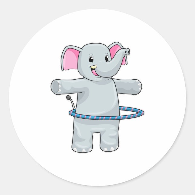 Elephant at Sports with Fitness tires Classic Round Sticker (Front)