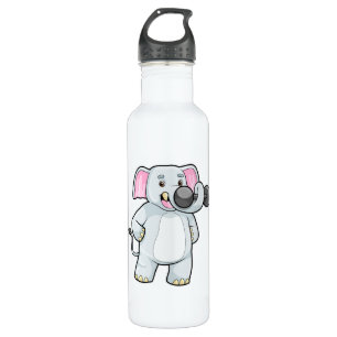 Elephant at Strenght training with Dumbbell 710 Ml Water Bottle