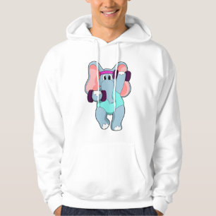 Elephant at Strength training with Dumbbells Hoodie