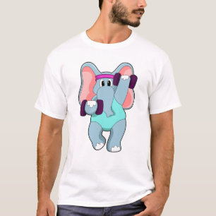 Elephant at Strength training with Dumbbells T-Shirt