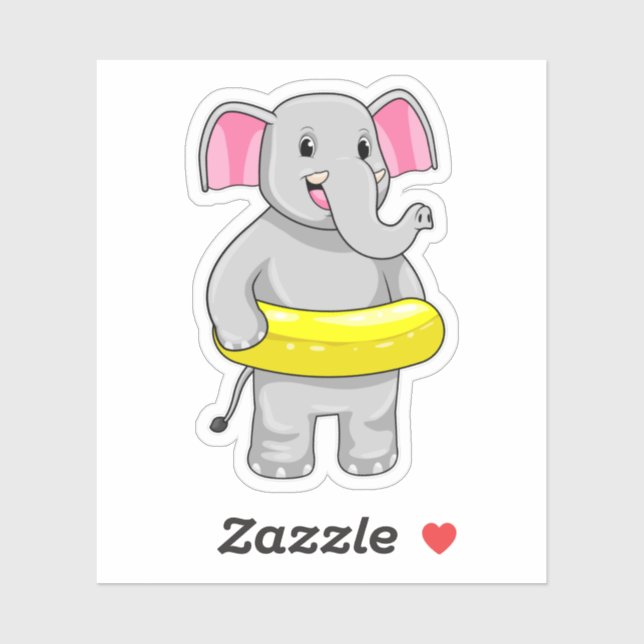 Elephant at Swimming with Lifebuoy (Sheet)