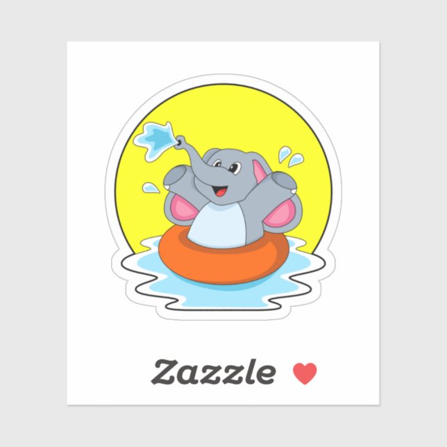 Elephant at Swimming with Lifebuoy (Sheet)