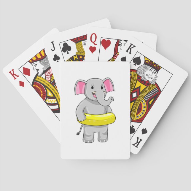 Elephant at Swimming with Lifebuoy Playing Cards (Back)
