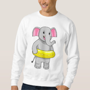 Elephant at Swimming with Lifebuoy Sweatshirt