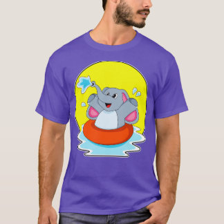 Elephant at Swimming with Lifebuoy T-Shirt