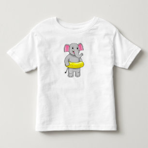 Elephant at Swimming with Lifebuoy Toddler T-Shirt