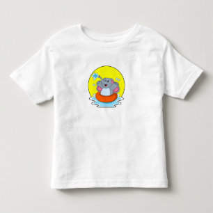 Elephant at Swimming with Lifebuoy Toddler T-Shirt