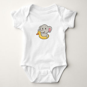 Elephant at Swimming with Swim ring Baby Bodysuit