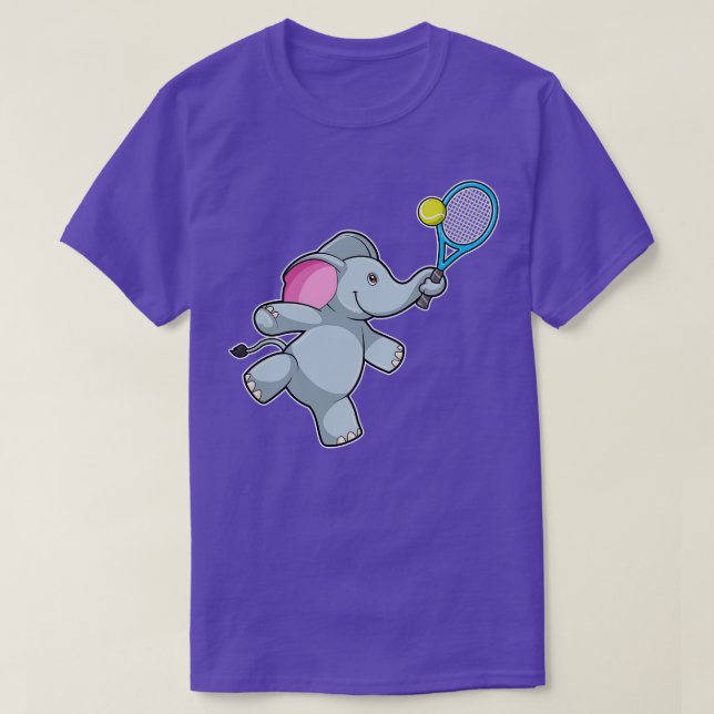 Elephant at Tennis with Tennis racket 1 T-Shirt (Design Front)