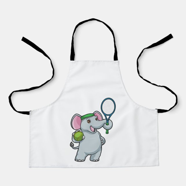 Elephant at Tennis with Tennis racket Apron (Front)