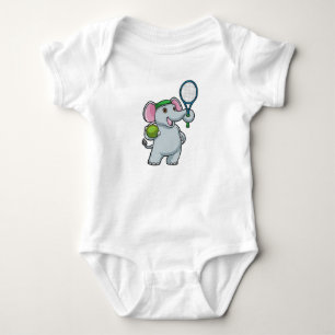 Elephant at Tennis with Tennis racket Baby Bodysuit