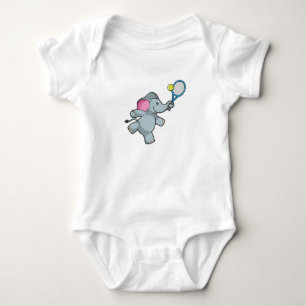 Elephant at Tennis with Tennis racket Baby Bodysuit