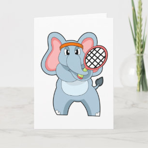 Elephant at Tennis with Tennis racket Card