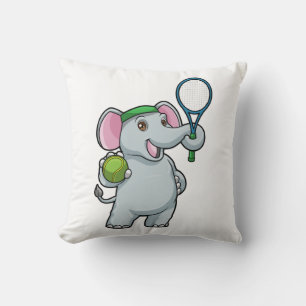 Elephant at Tennis with Tennis racket Cushion
