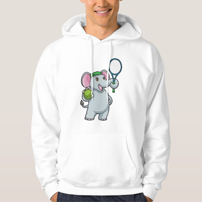 Elephant at Tennis with Tennis racket Hoodie (Front)