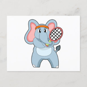 Elephant at Tennis with Tennis racket Postcard