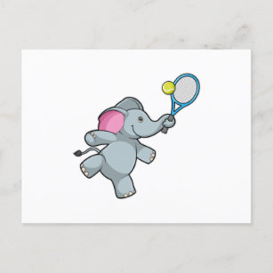 Elephant at Tennis with Tennis racket Postcard