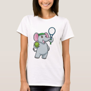 Elephant at Tennis with Tennis racket T-Shirt