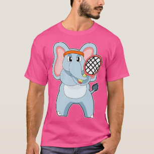 Elephant At Tennis With Tennis Racket T-Shirt