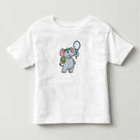 Elephant at Tennis with Tennis racket