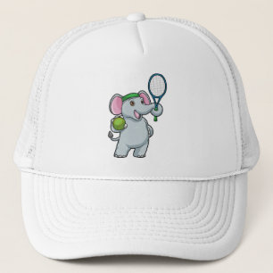 Elephant at Tennis with Tennis racket Trucker Hat